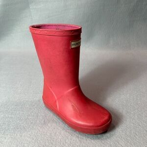 Hunter Rain Boots Girls 9 US 11 Pink Solid‎ Rubber Mid Calf